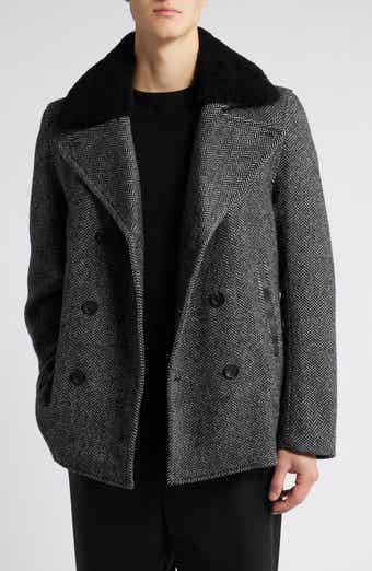 Cole Genuine Shearling Collar Wool Blend Peacoat