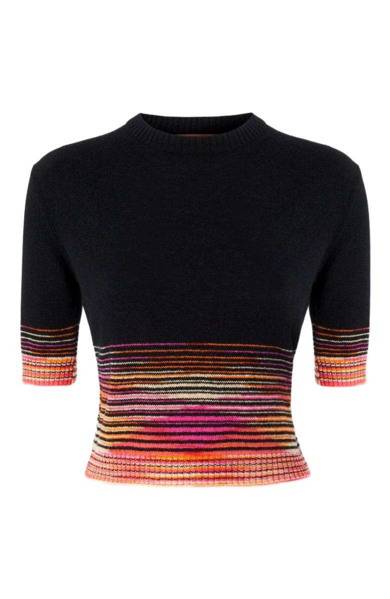 Missoni Short-sleeved Flared Cashmere Crewneck Crop Top, Alternate, color, 