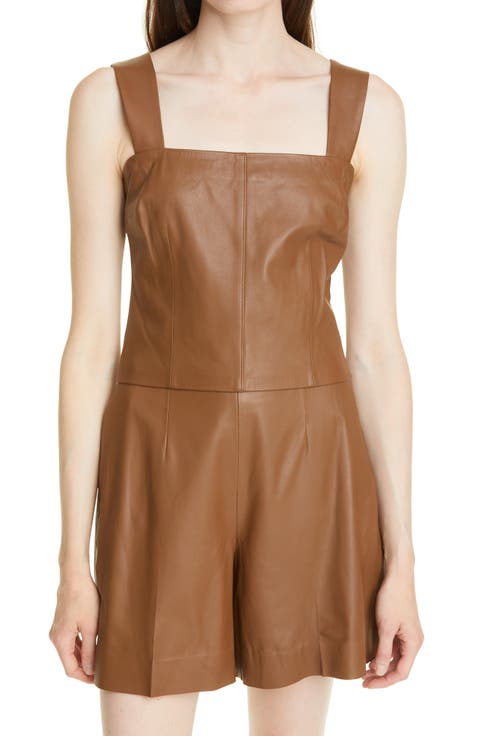 Square Neck Leather Tank Top