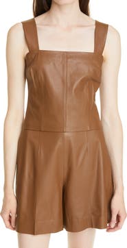 Vince Square Neck Leather Tank Top