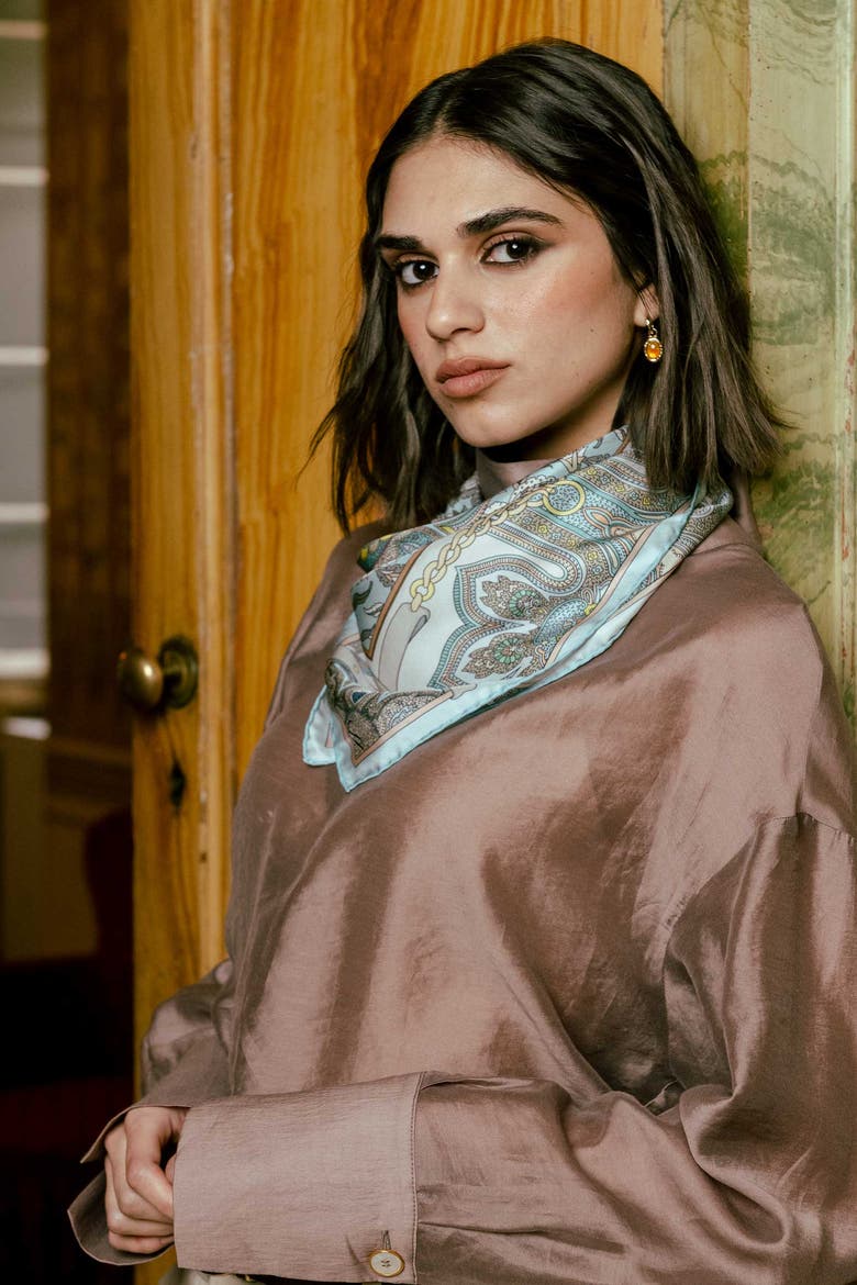Francesca - Silk Bandana, Alternate, color, Aqua