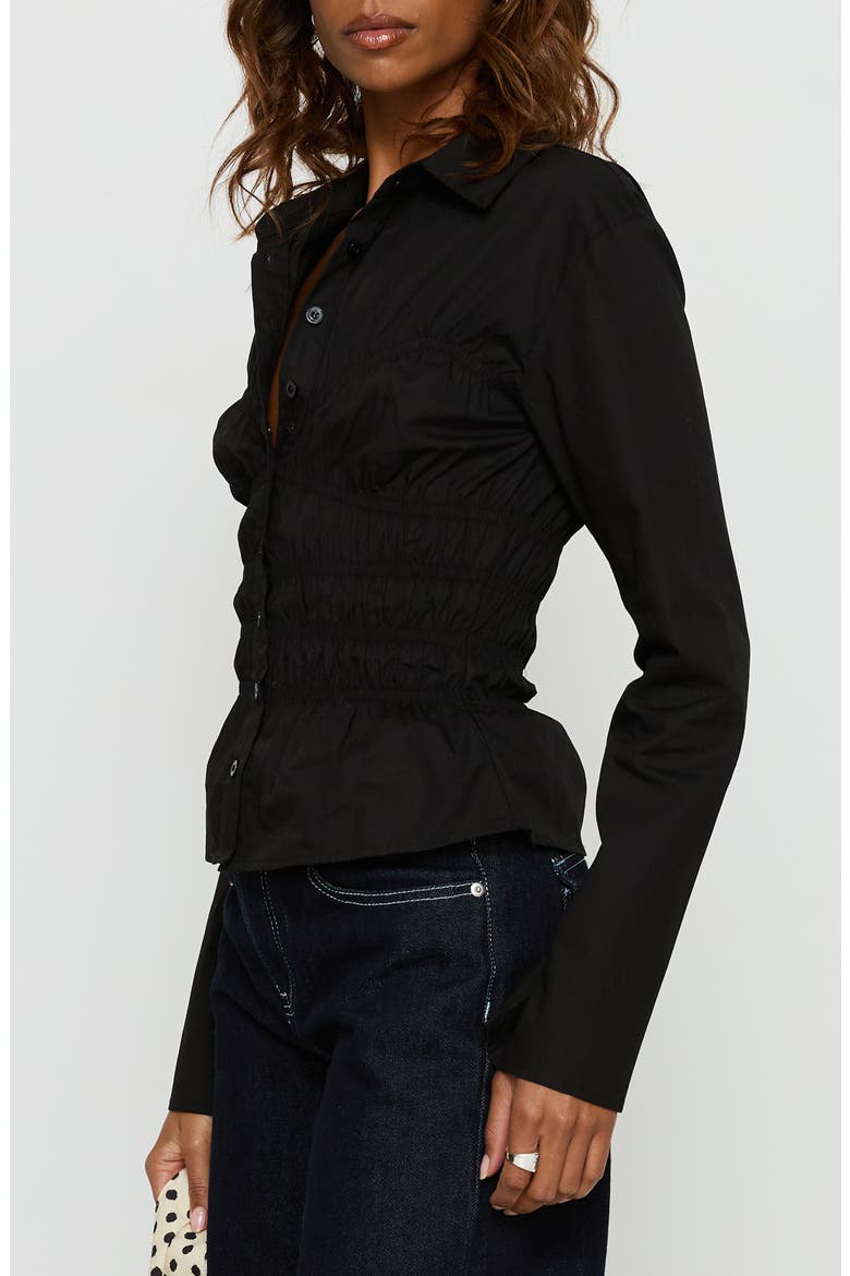 Lisel Shirred Long Sleeve Top, Alternate, color, BLACK