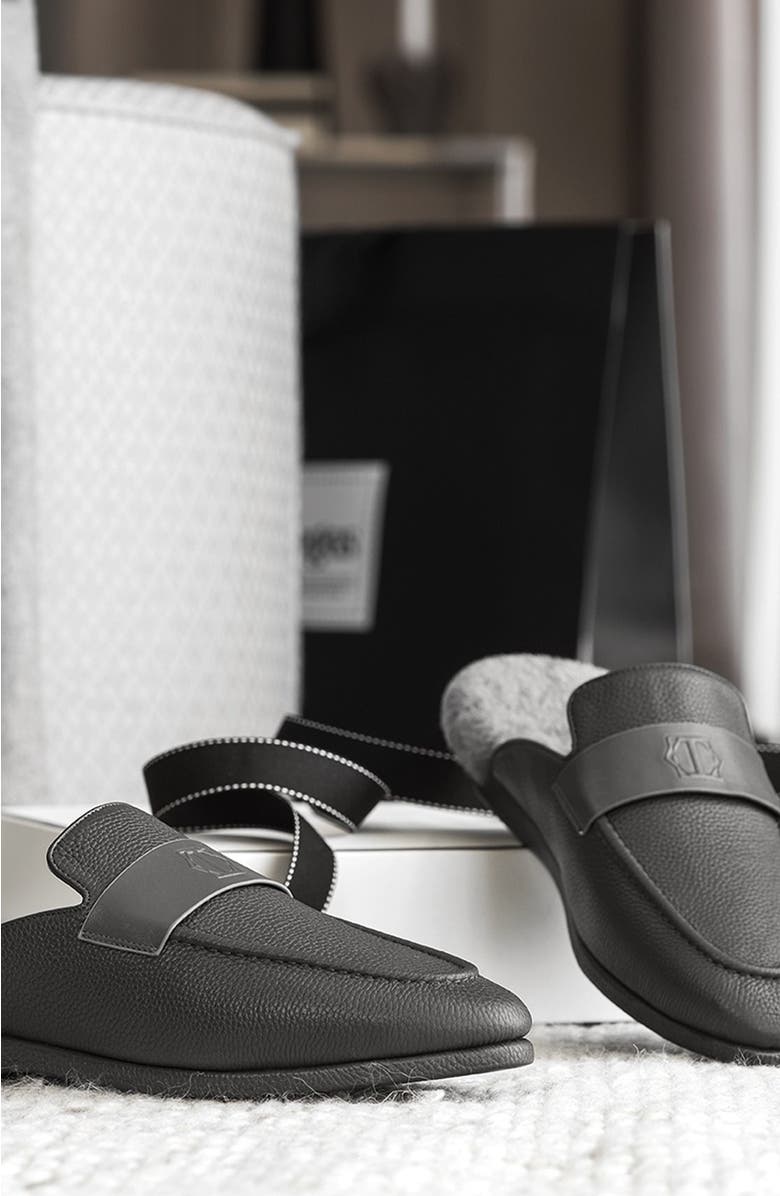 Togas Morten Men's Leather Slippers, Alternate, color, Grey