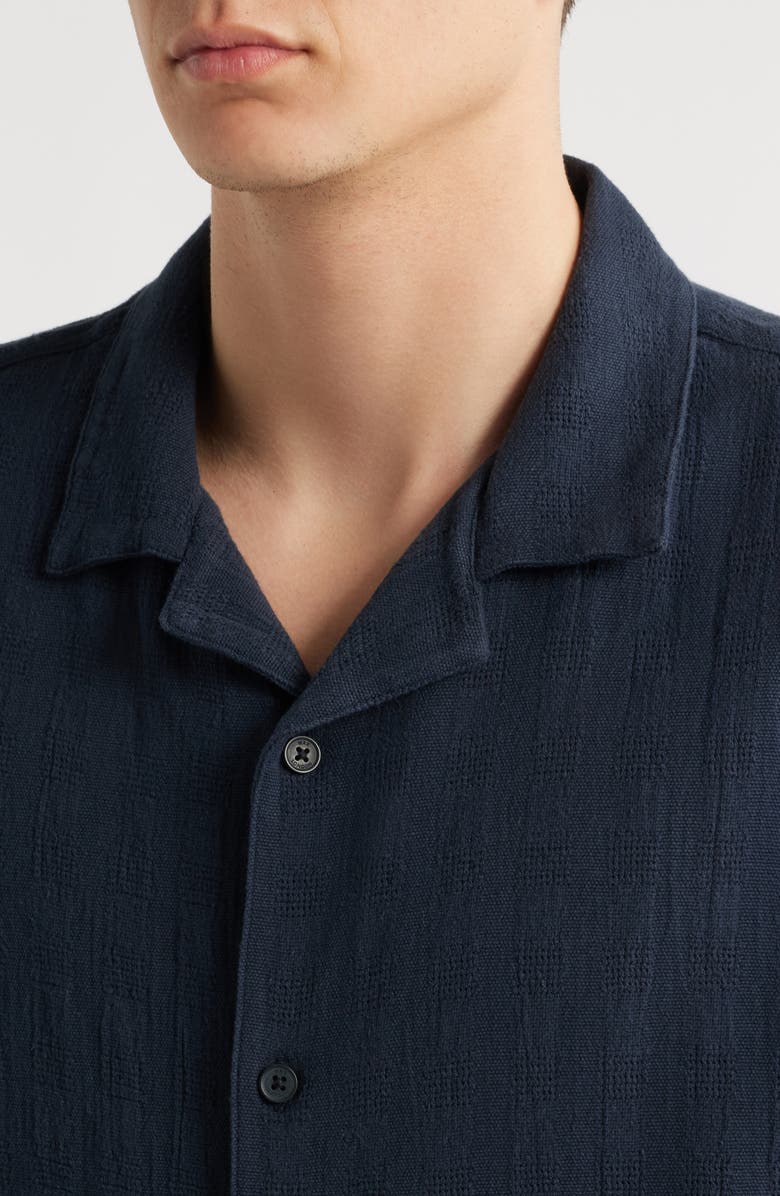 Wax London Didicot Open Weave Cotton Camp Shirt, Alternate, color, Navy