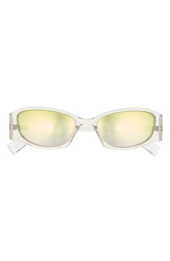Le Specs Barrier 56mm Oval Sunglasses In White