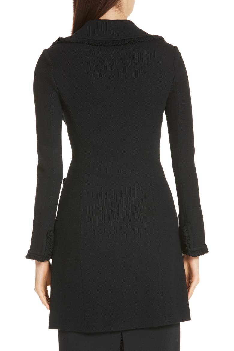 Collection Fringed Wool Blend Milano Piqué Knit Topper, Alternate, color, CAVR CAVIAR