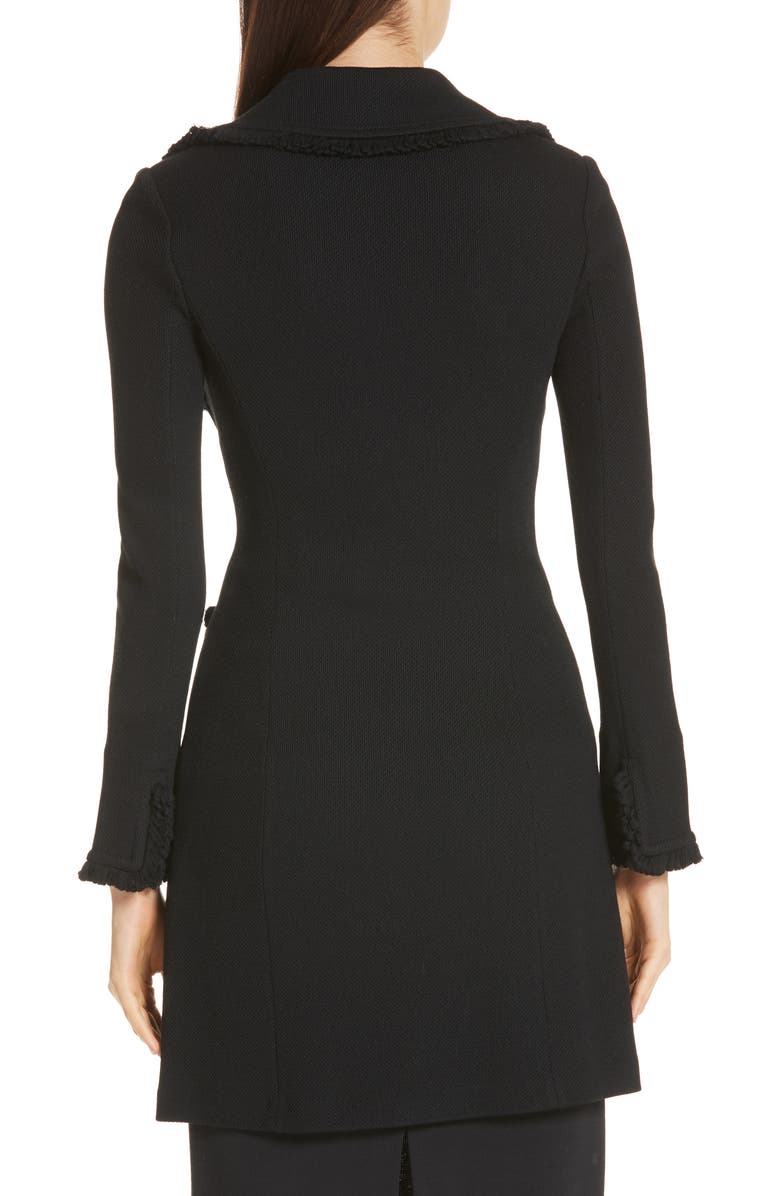 ST. JOHN Collection Fringed Wool Blend Milano Piqué Knit Topper, Alternate, color, Caviar