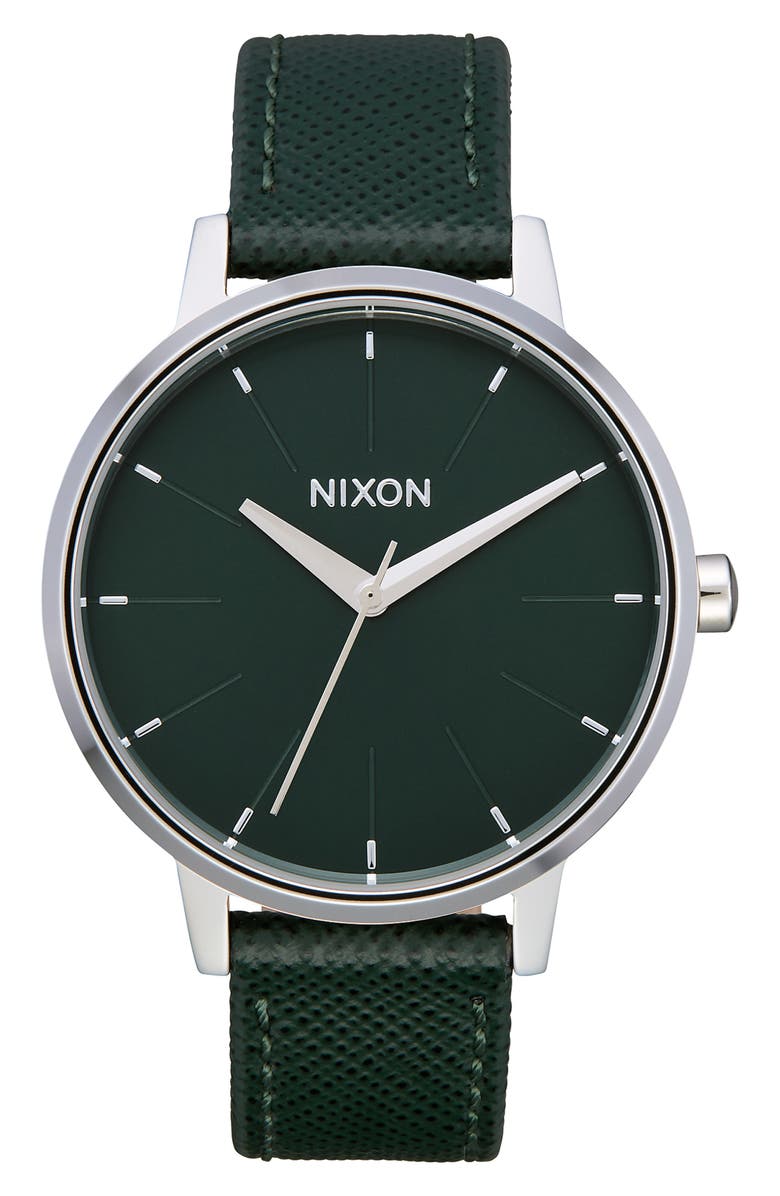Nixon The Kensington Leather Strap Watch, 37mm, Main, color, 