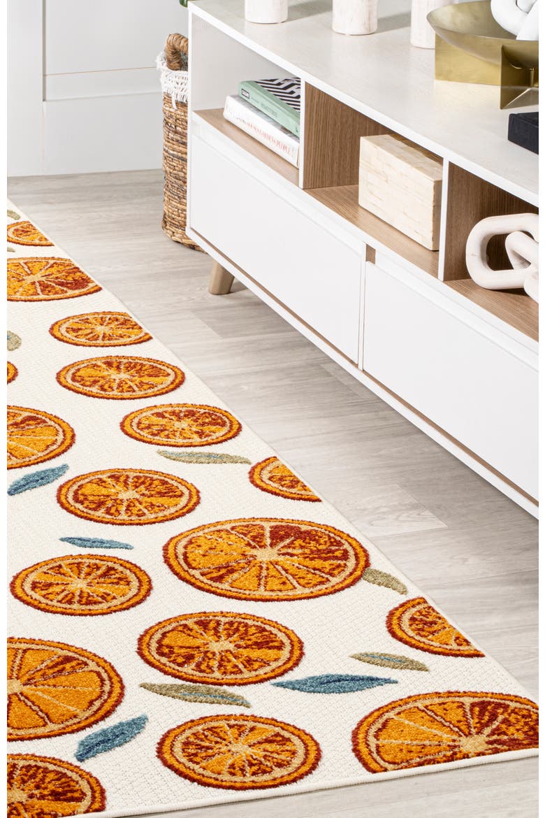 Aranciata Citrus Slice High-Low Indoor/Outdoor Area Rug, Alternate, color, Orange/Cream