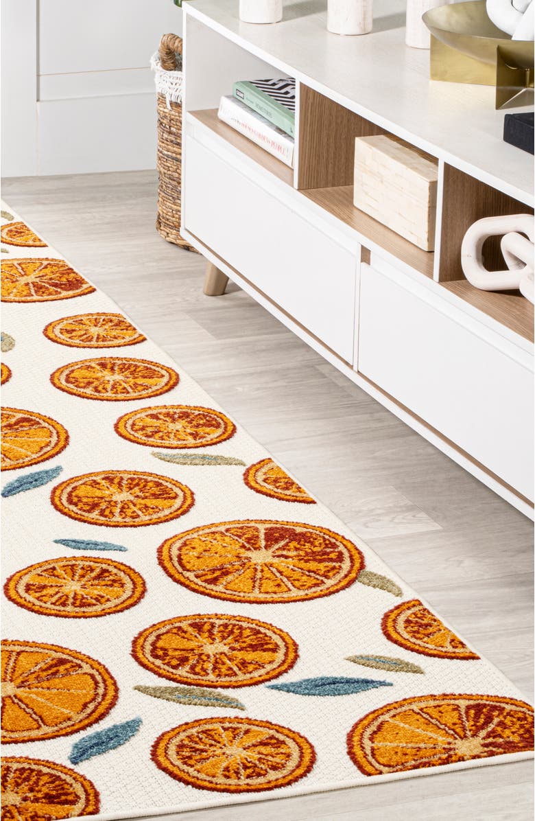 JONATHAN Y Aranciata Citrus Slice High-Low Indoor/Outdoor Area Rug, Alternate, color, Orange/Cream