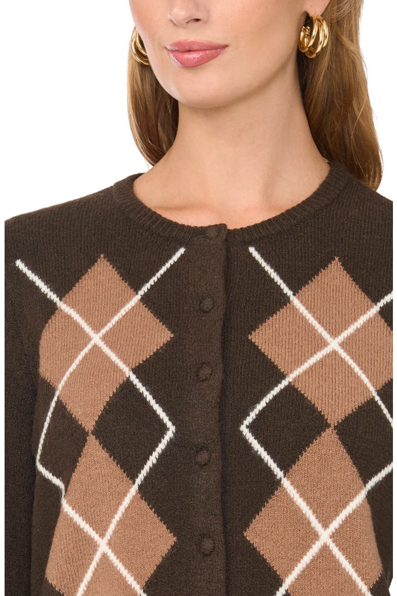 Argyle Cardigan, Alternate, color, CHOCOLATE