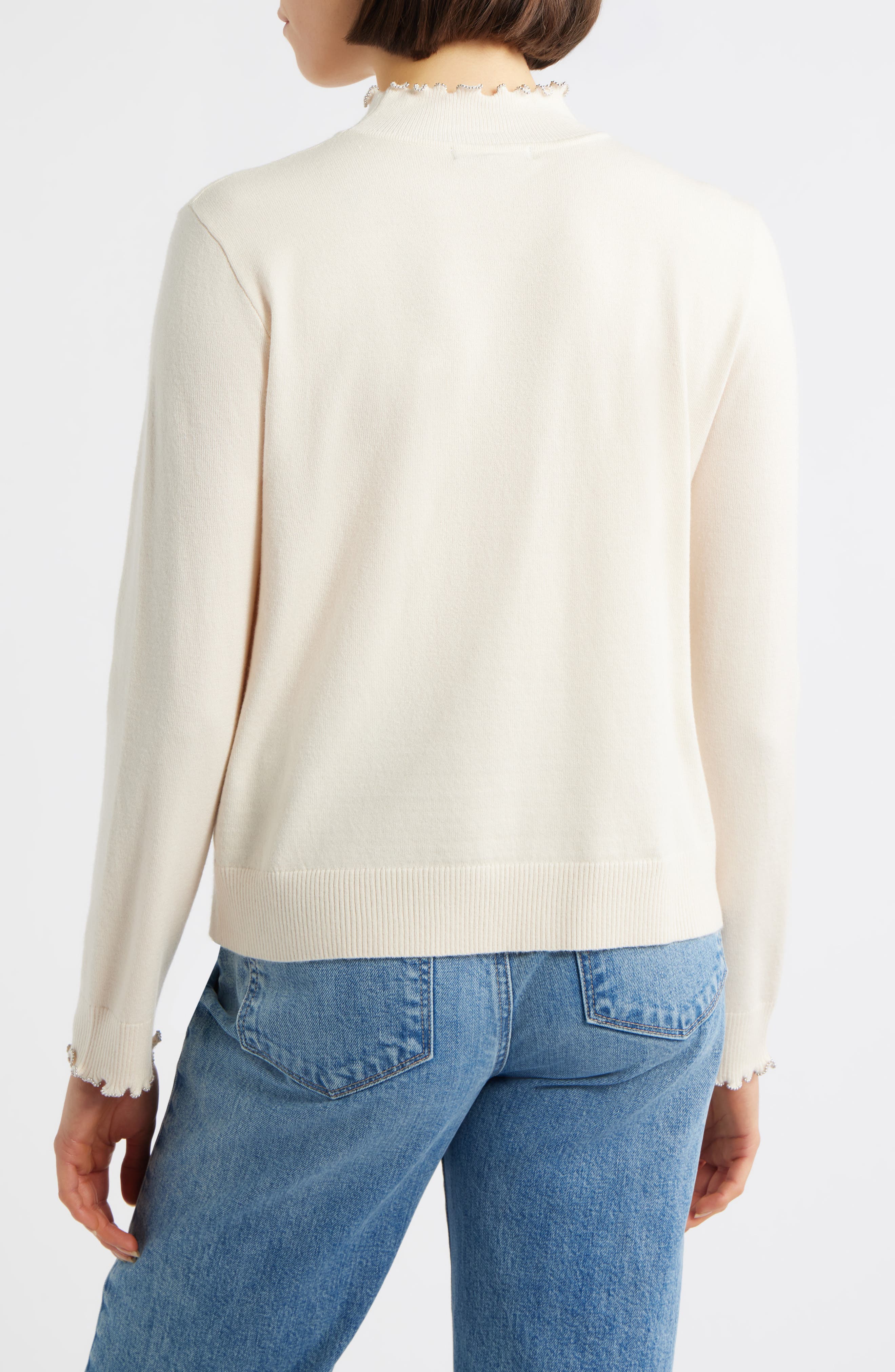 Bead Detail Mock Neck Sweater - image 4