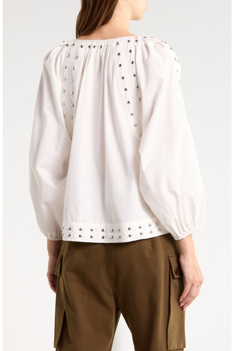 The Bodega Studded Cotton Poplin Top, Alternate, color, WHITE