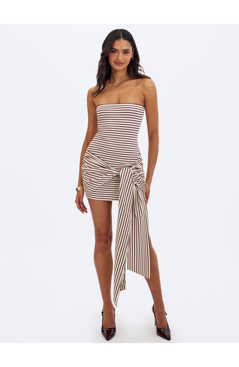 Miss Circle Tommie Lyocell Jersey Tie Strap Mini Dress, Alternate, color, Ivory & Burgundy