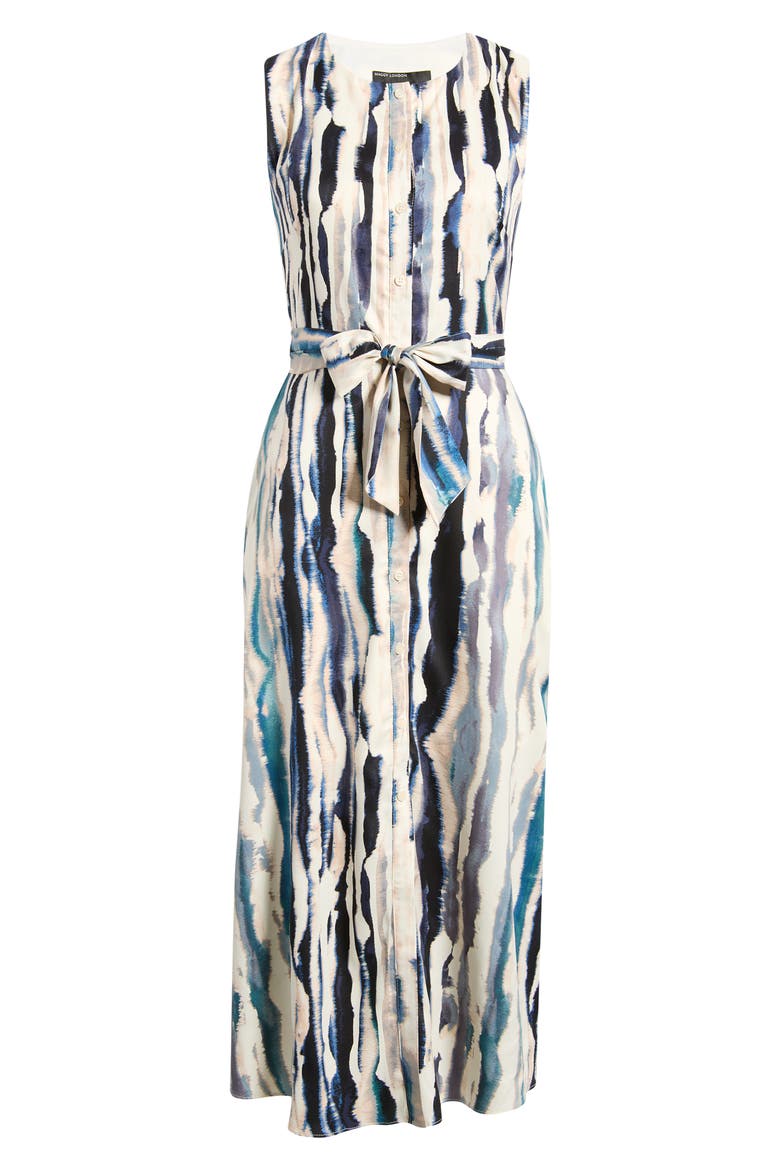 Tie Dye Stripe Sleeveless Dress, Alternate, color, WHISPER WHITE/ WASHED INDIGO
