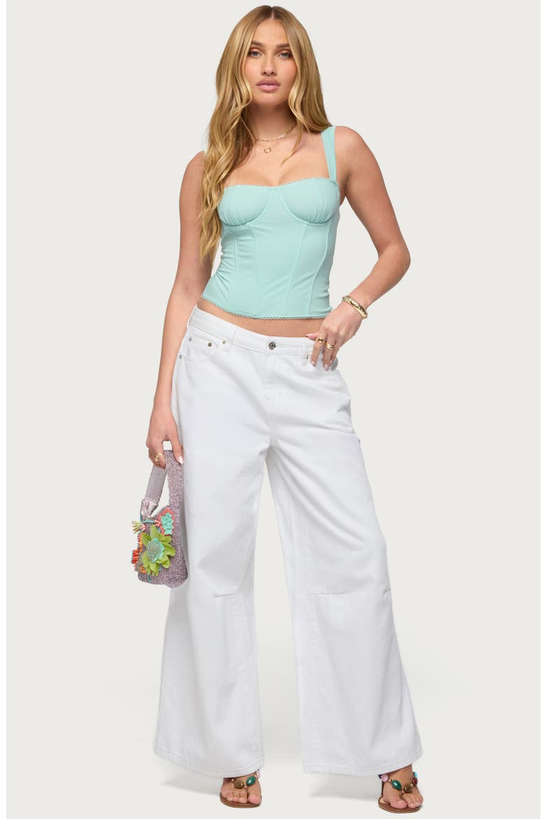 Marcella Mesh Corset Tank, Alternate, color, AQUA