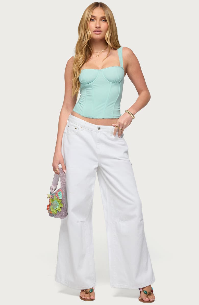 EDIKTED Marcella Mesh Corset Tank, Alternate, color, Aqua