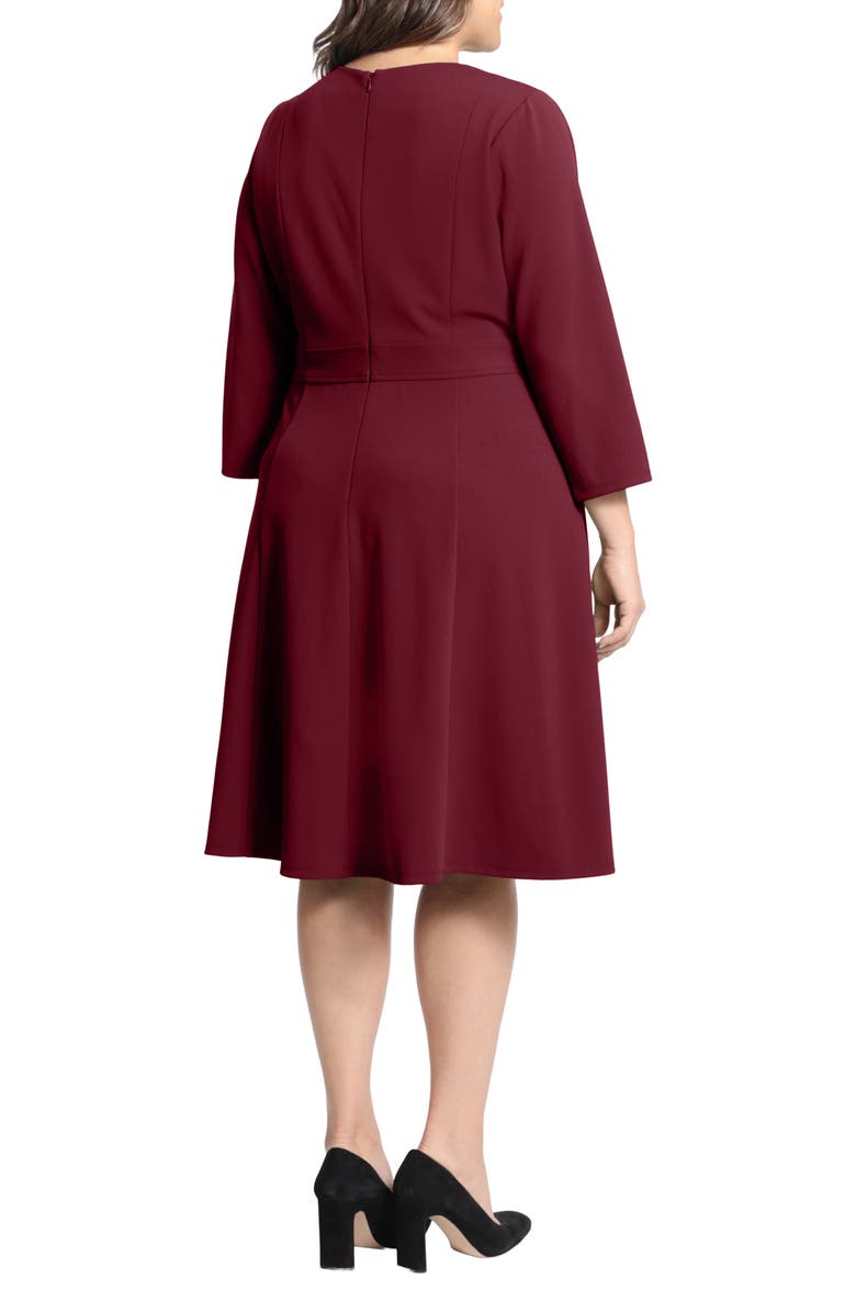 London Times Long Sleeve Seamed Midi Dress, Alternate, color, Arst Burg