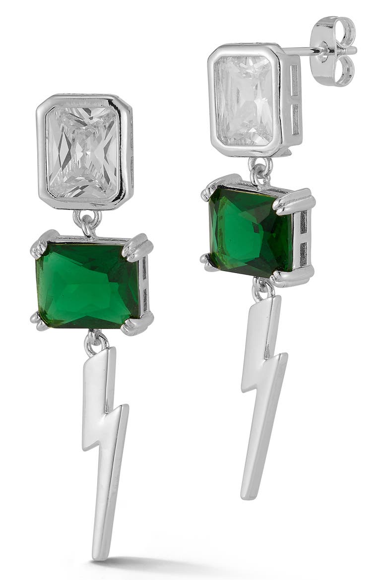 Lightning Bolt Drop Earrings, Main, color, SILVER
