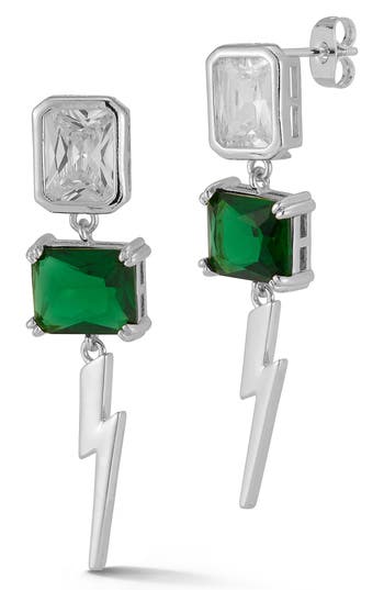 Shop Chloe & Madison Chloe And Madison Lightning Bolt Drop Earrings In Silver