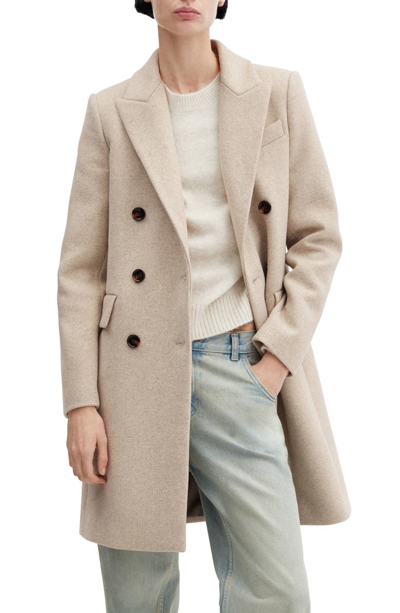 MANGO Double Breasted Coat, Main, color, 