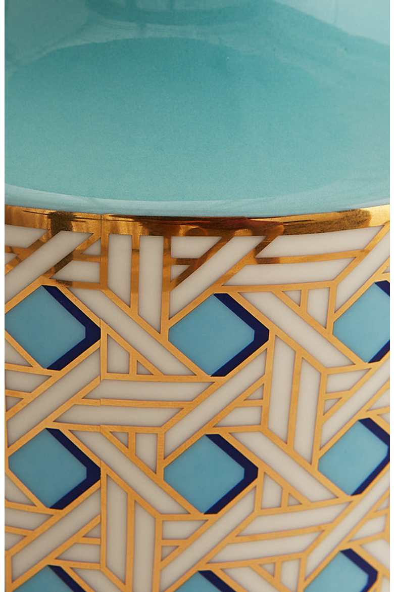 Basketweave Cuff Vase, Alternate, color, Teal / Gold