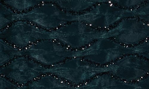 Connected Apparel Beaded Ruffle Neck Gown In Green