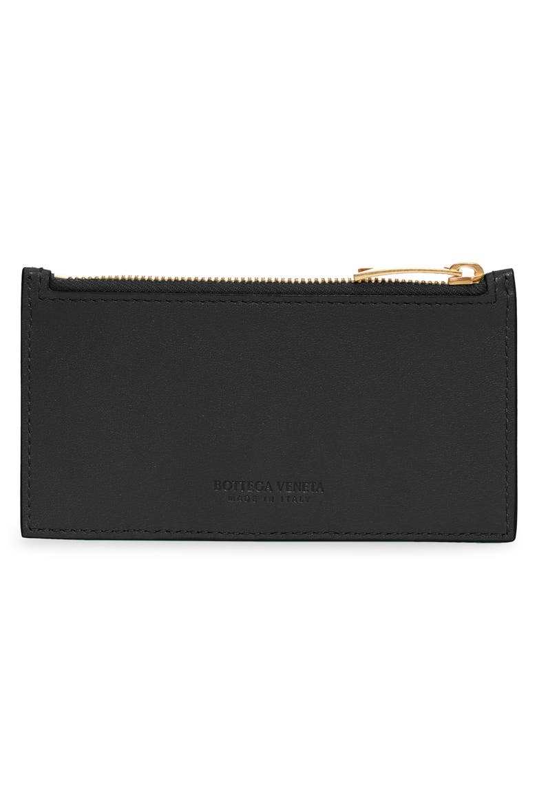 Intrecciato Leather Zip Card Case, Alternate, color, BLACK-GOLD