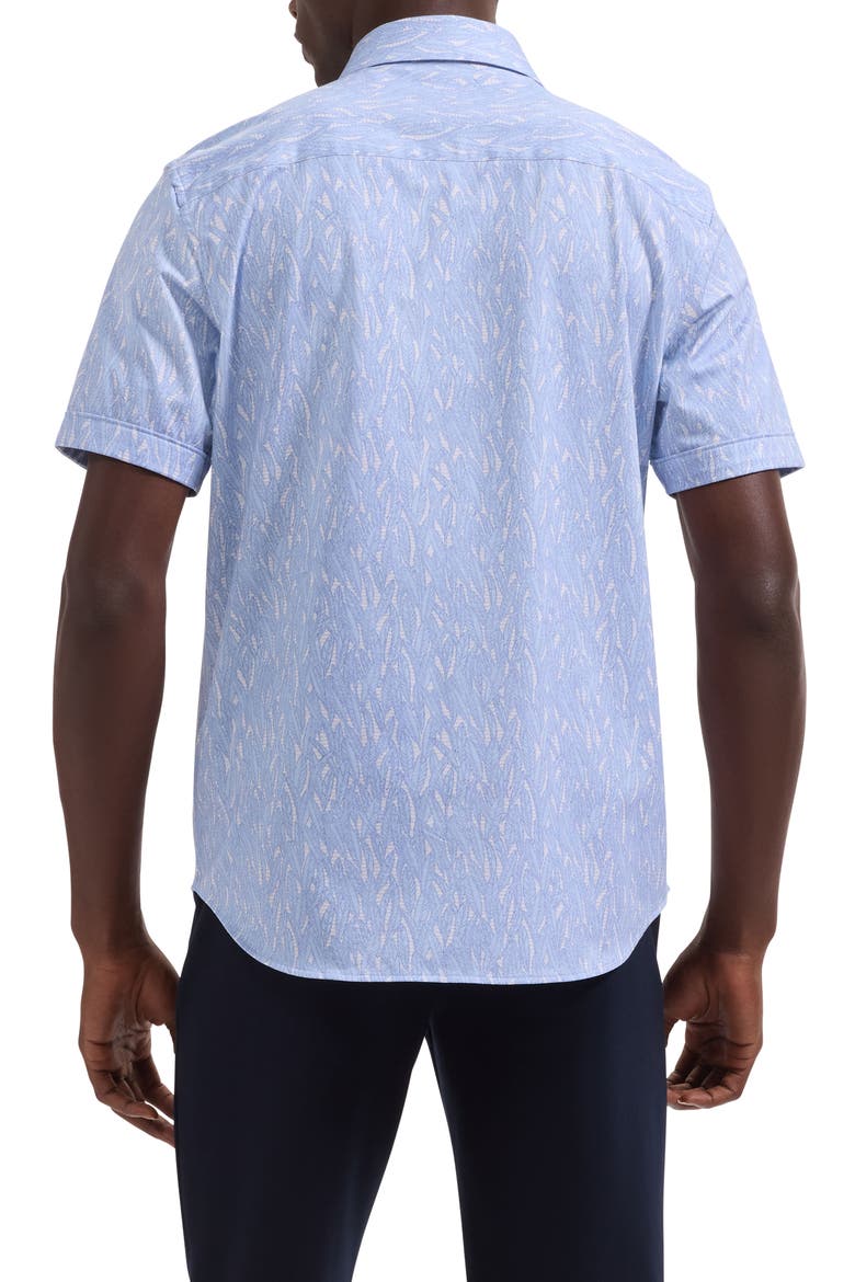 Miles OoohCotton® Leaf Print Short Sleeve Button-Up Shirt, Alternate, color, AIR BLUE