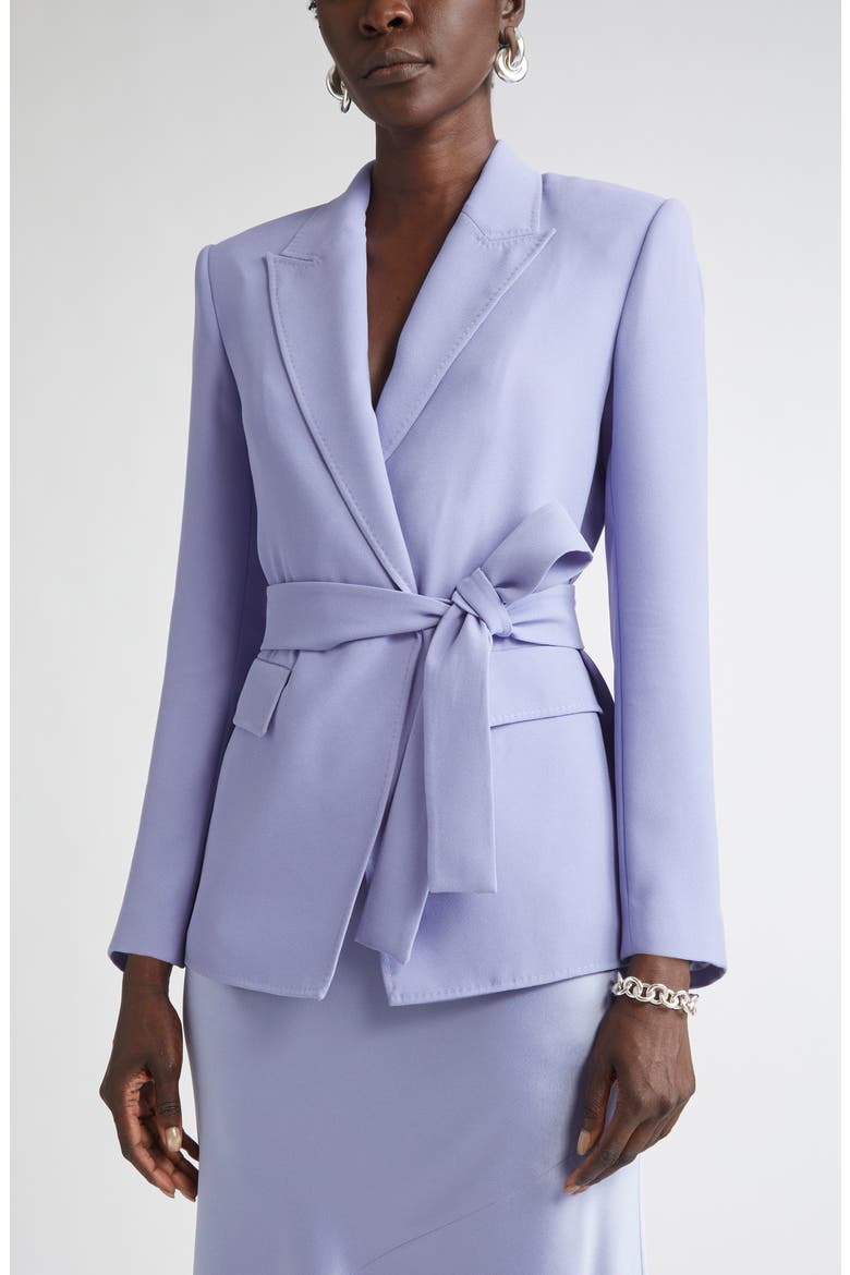 Belted Satin Back Crepe Wrap Jacket, Alternate, color, IRIS