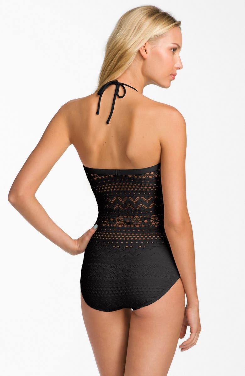 Robin Piccone 'Penelope' Crochet Overlay One-Piece Swimsuit, Alternate, color,