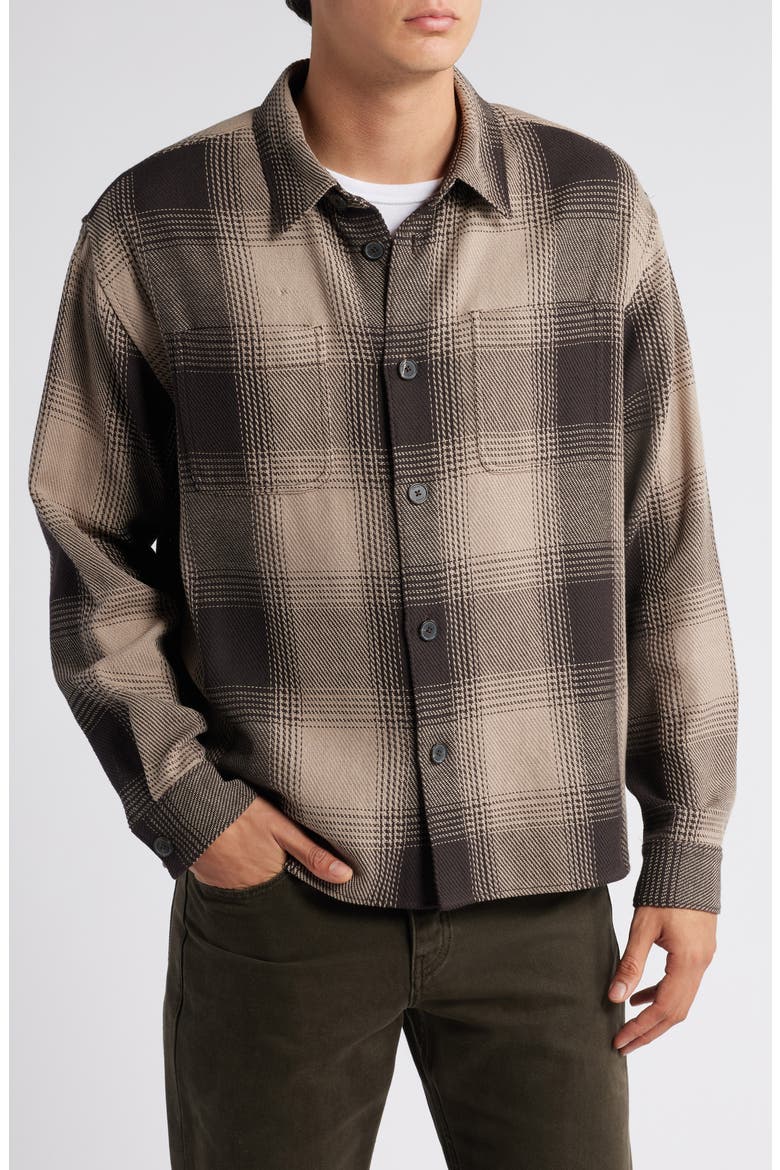 Chunky Plaid Button-Up Shirt, Alternate, color, BROWN PLAID