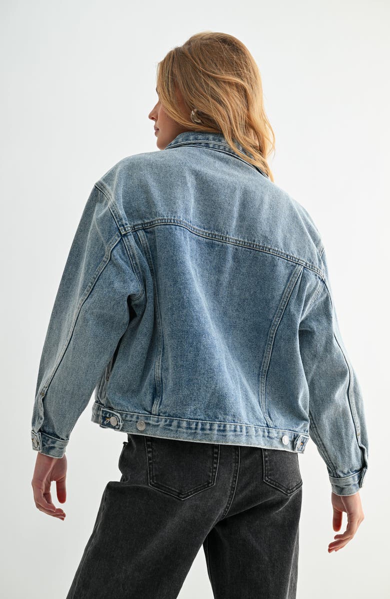 Jemina Denim The Aura Cropped Denim Jacket, Alternate, color, Medium Blue