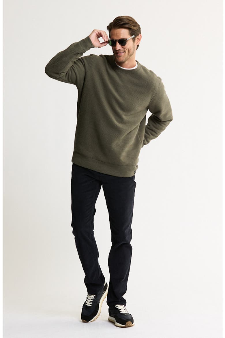 Textured Crewneck Sweatshirt with Faux Shearling Lining, Alternate, color, OLIVE