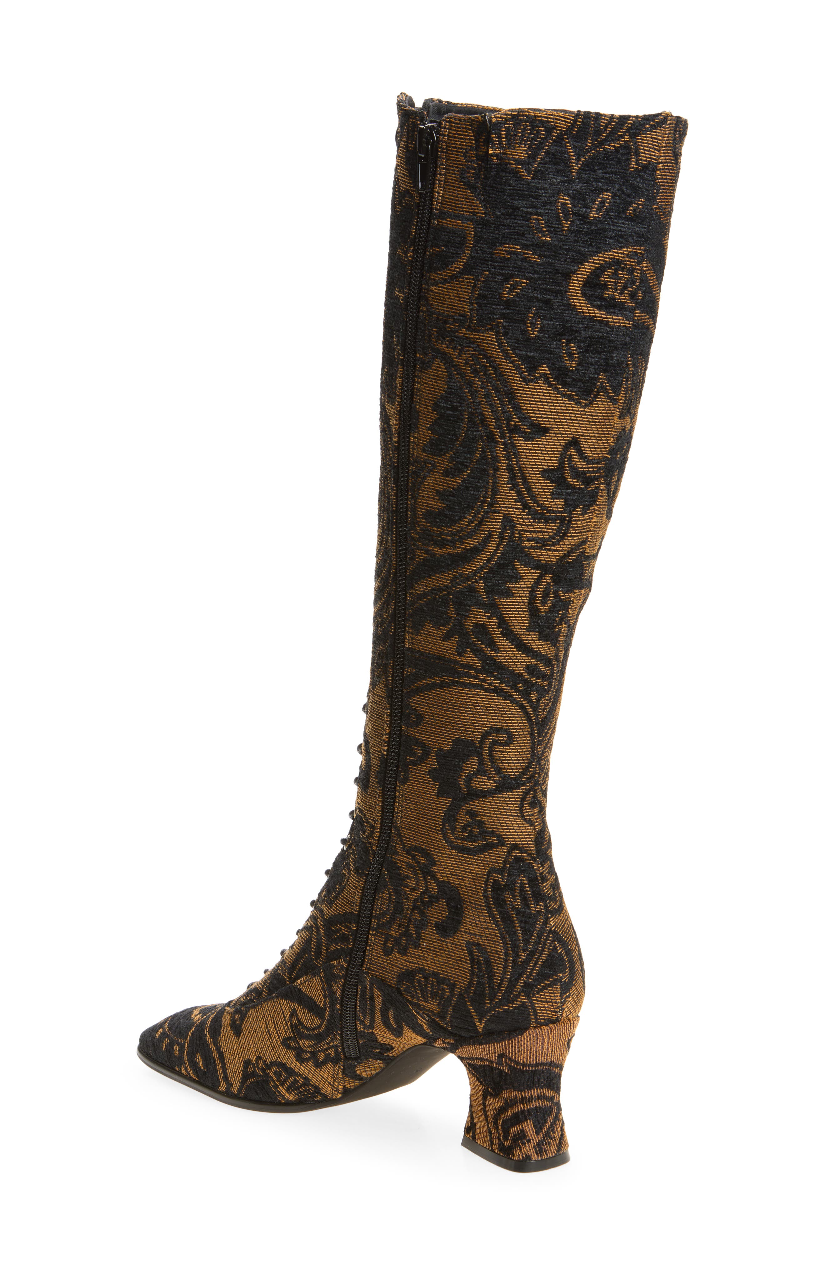 Damien-T Knee High Lace-Up Boot, Alternate, color, DARK BROWN TAPESTRY