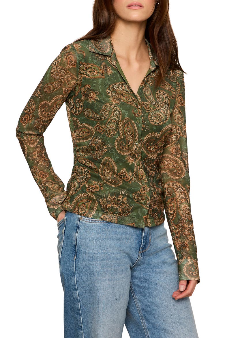 Juno Front Button Top, Alternate, color, DECO GREEN