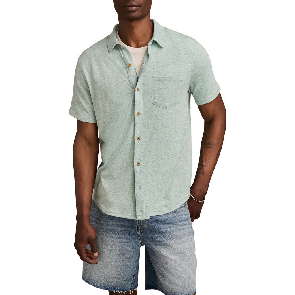 Lucky Brand Short Sleeve Marled Linen Button-up Shirt