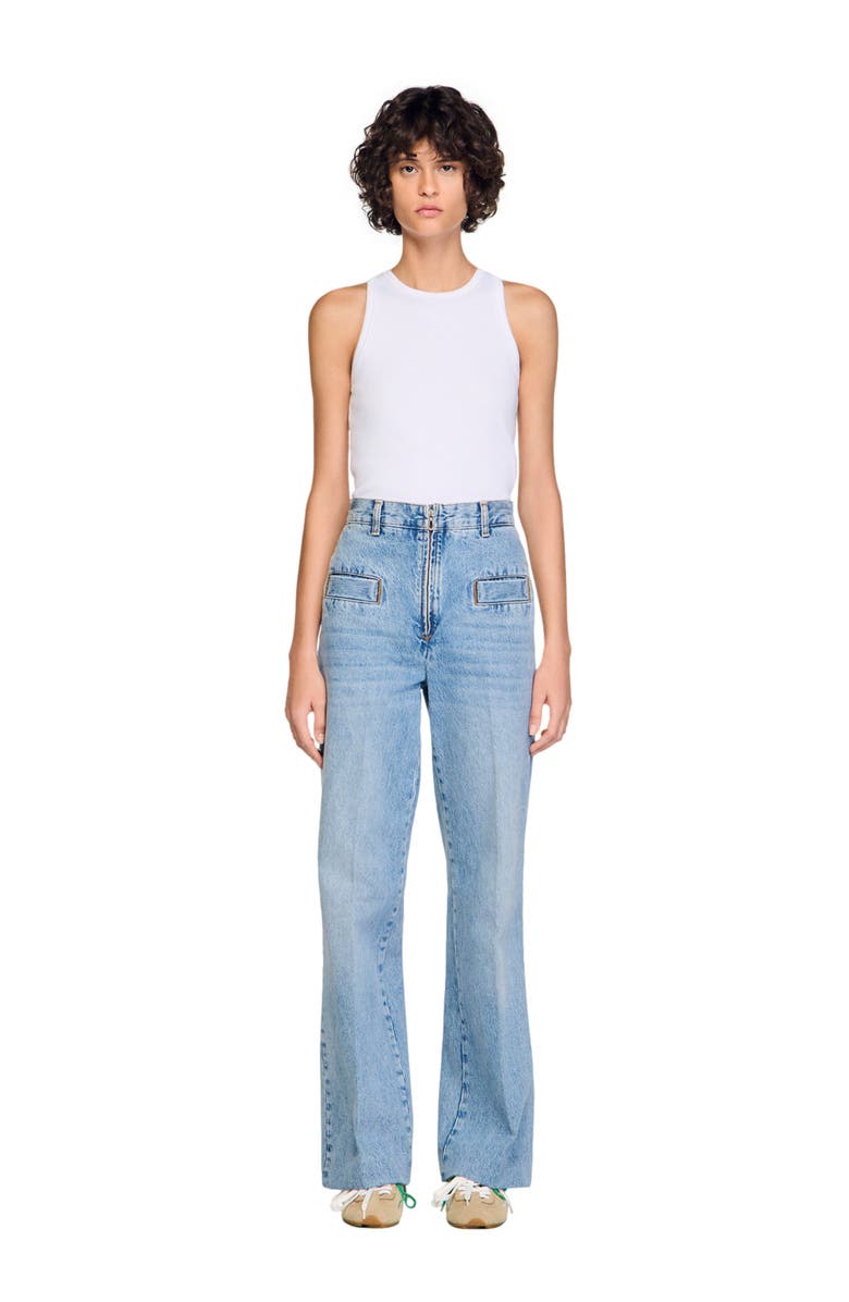 SANDRO Wide-leg jeans, Alternate, color, Blue Jean