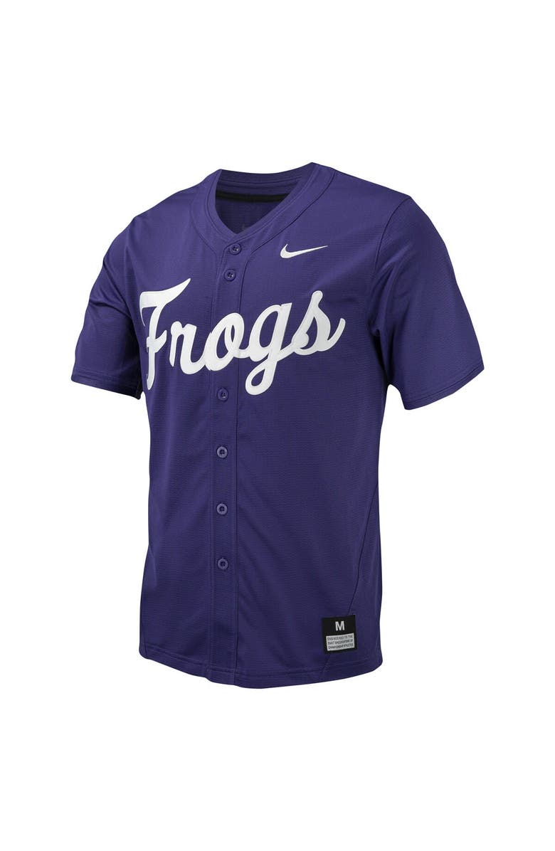 Nike Men's Nike Purple TCU Horned Frogs Replica Full-Button Baseball Jersey, Alternate, color, 