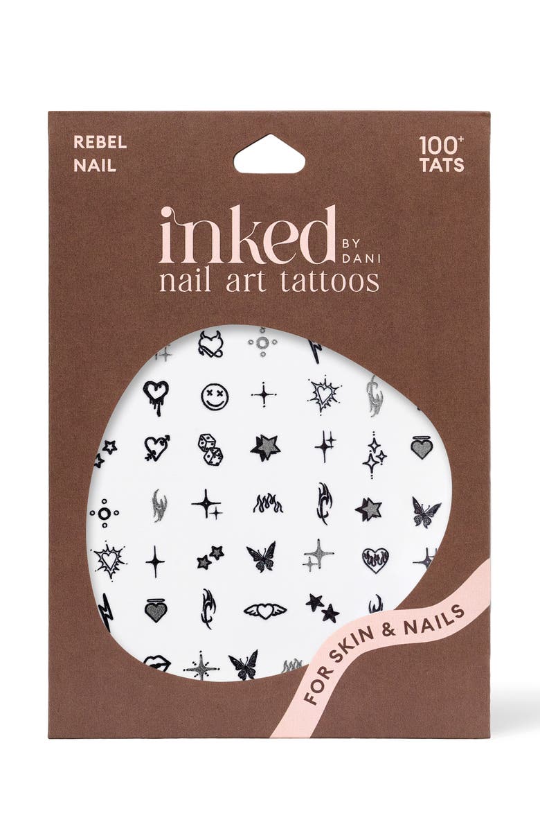 INKED by Dani Rebel Nail Art Temporary Tattoos, Main, color, Black