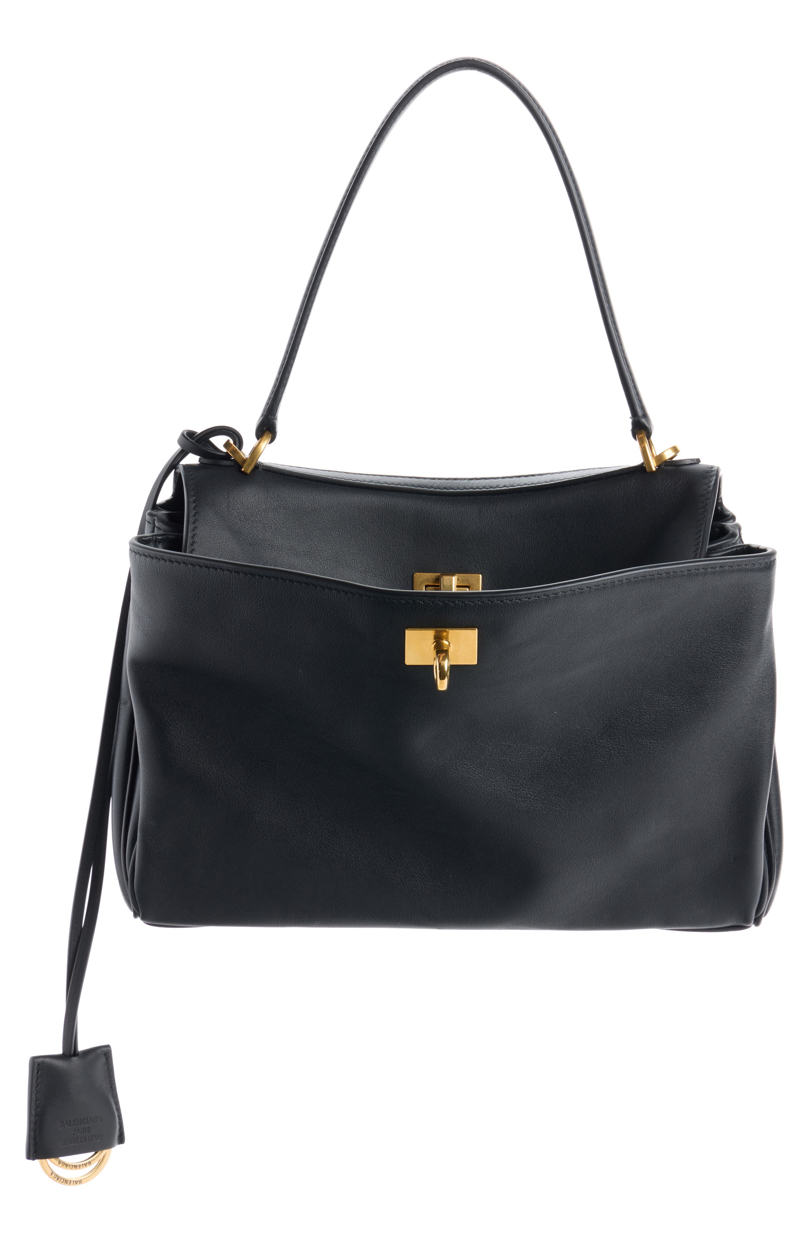 Balenciaga Mini Rodeo Leather Top Handle Bag, Main, color, 1000 Black