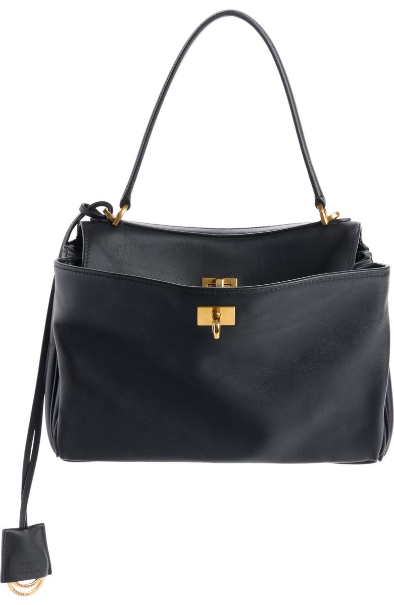 Balenciaga Mini Rodeo Leather Top Handle Bag, Main, color, 1000 Black