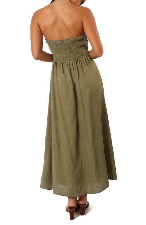 Petal And Pup Petal & Pup Kayt Strapless Linen Blend Maxi Sundress In Green