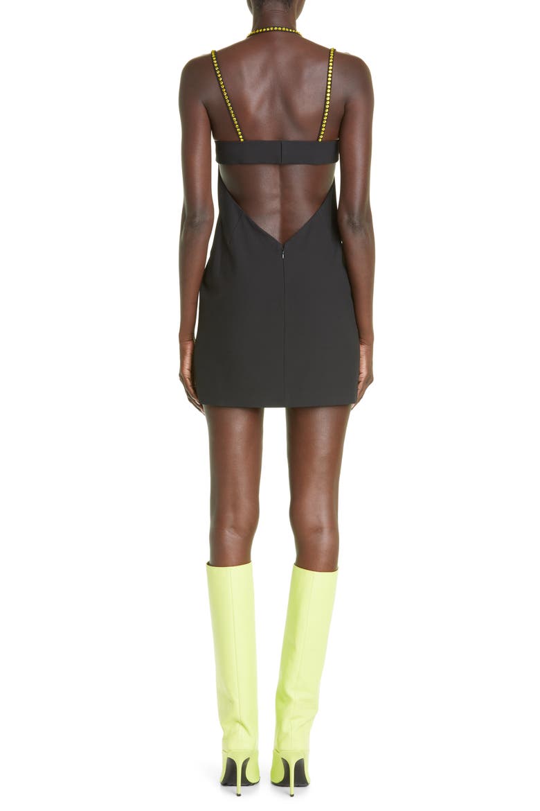 Coco Rhinestone Detail Halter Neck Minidress, Alternate, color, BLACK