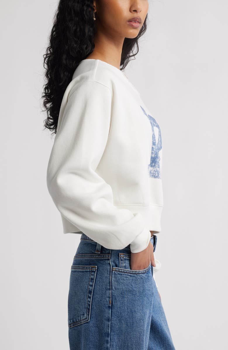 Off the Shoulder Crop Graphic Sweatshirt