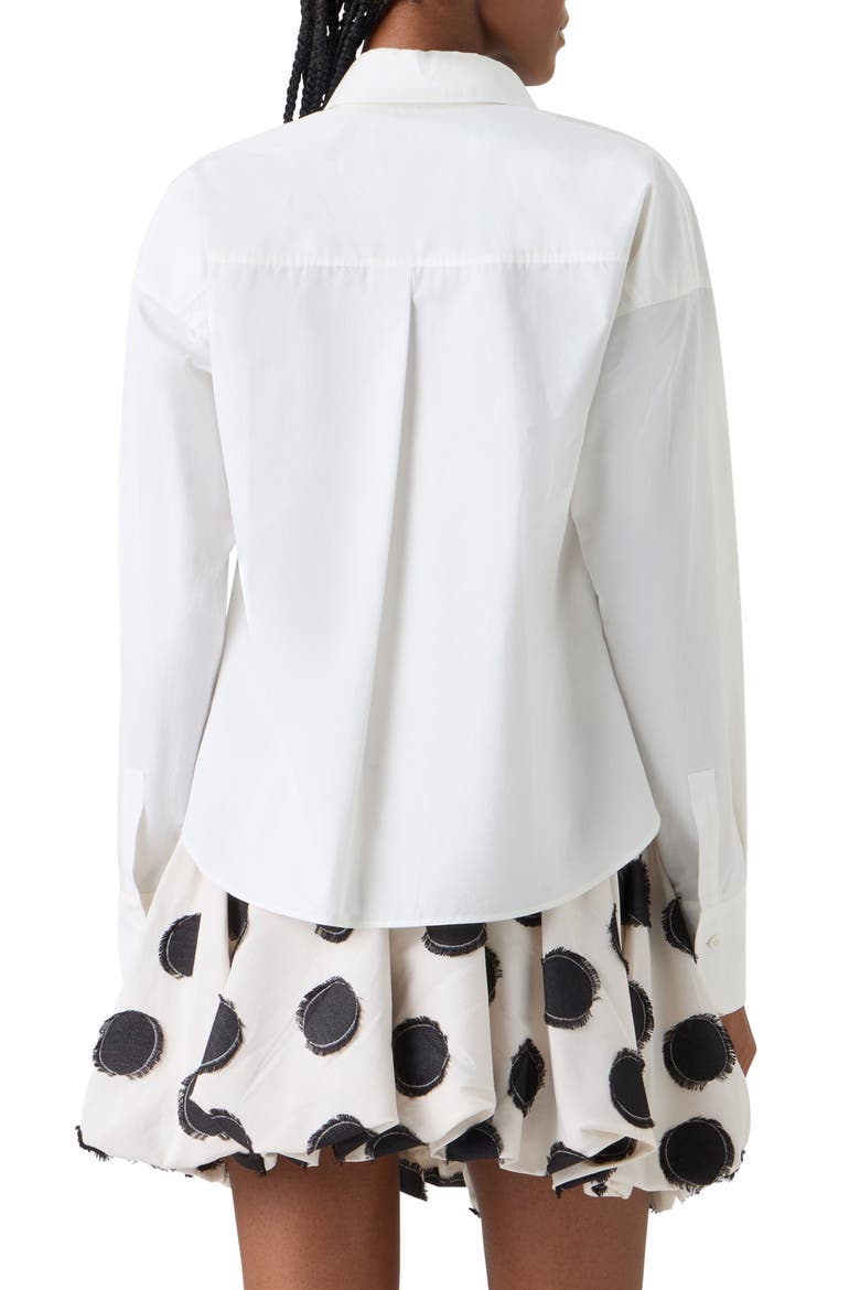Crop Cotton Poplin Button-Up Shirt, Alternate, color, CREAM