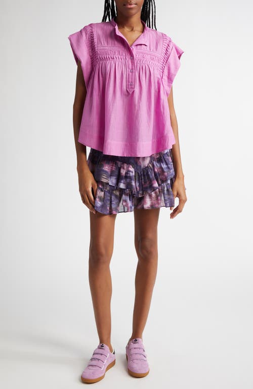 ISABEL MARANT ÉTOILE ISABEL MARANT ÉTOILE LEAZA TEXTURED YOKE COTTON BLEND TOP 