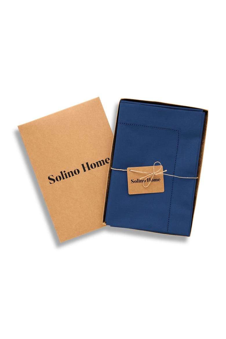 Cotton Linen Hemstitch Dinner Napkins Set of 4, 20 x 20", Alternate, color, Lapis Blue
