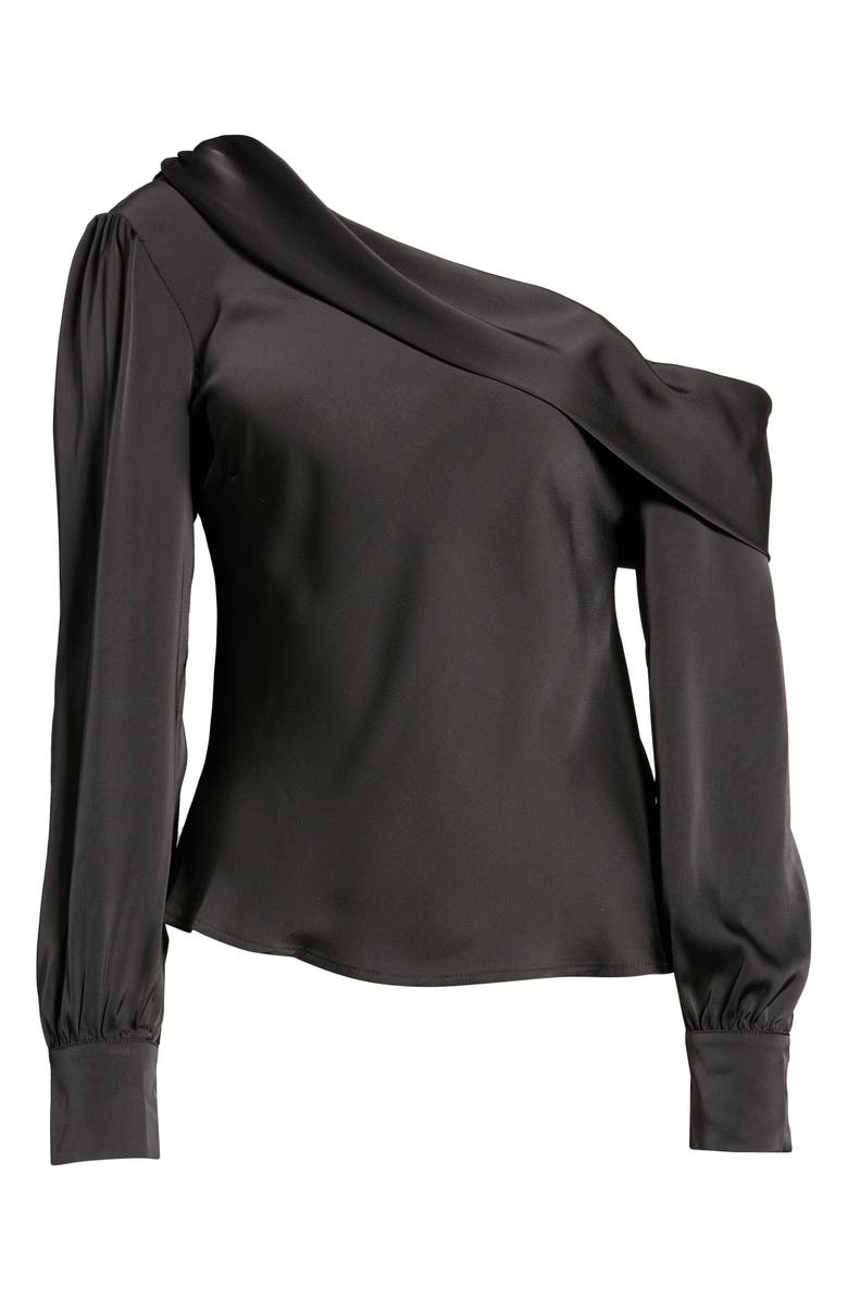 ASTR the Label One-Shoulder Satin Long Sleeve Top, Alternate, color,