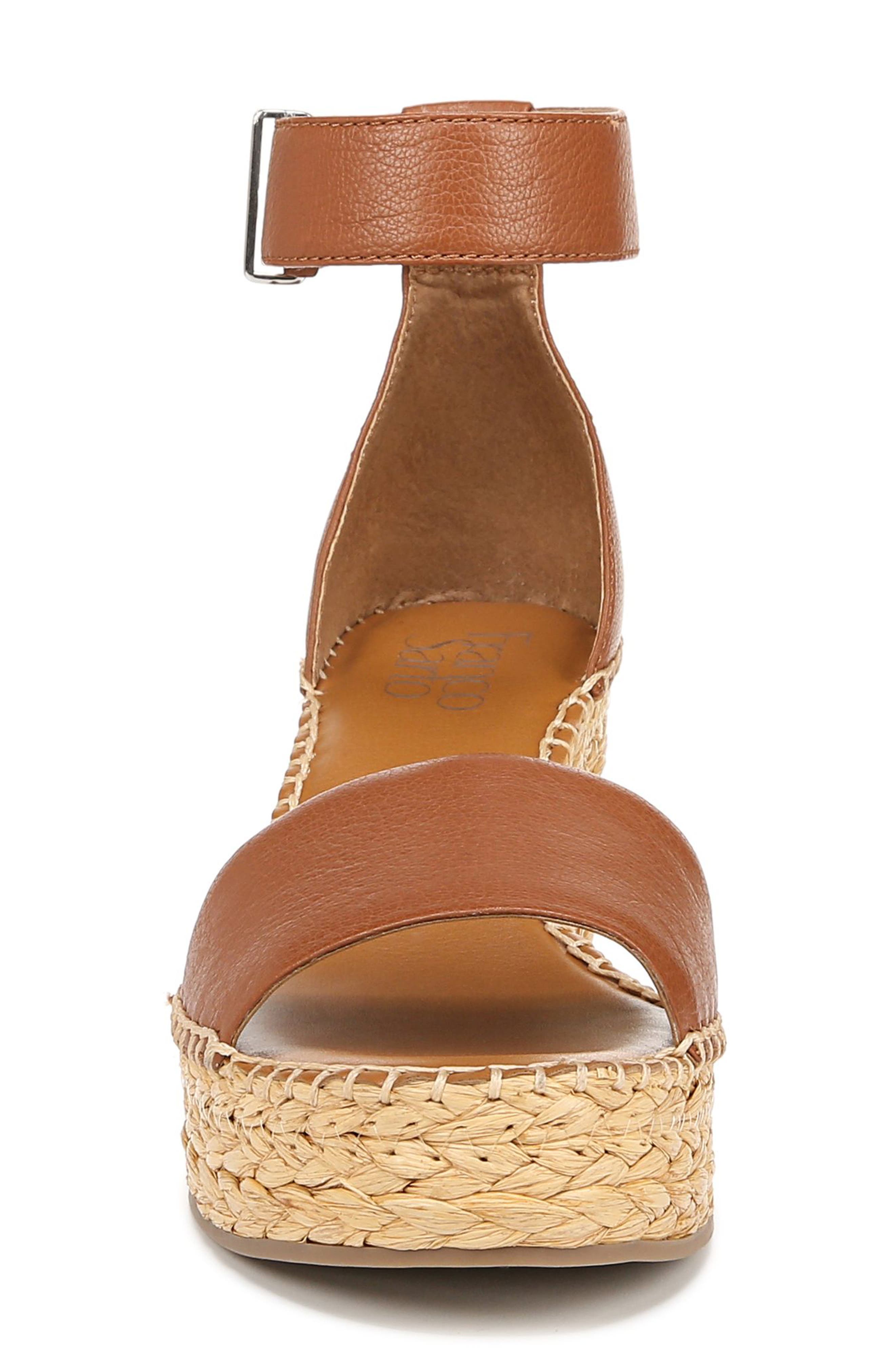 Clemens Ankle Strap Platform Wedge Sandal, Alternate, color, COGNAC
